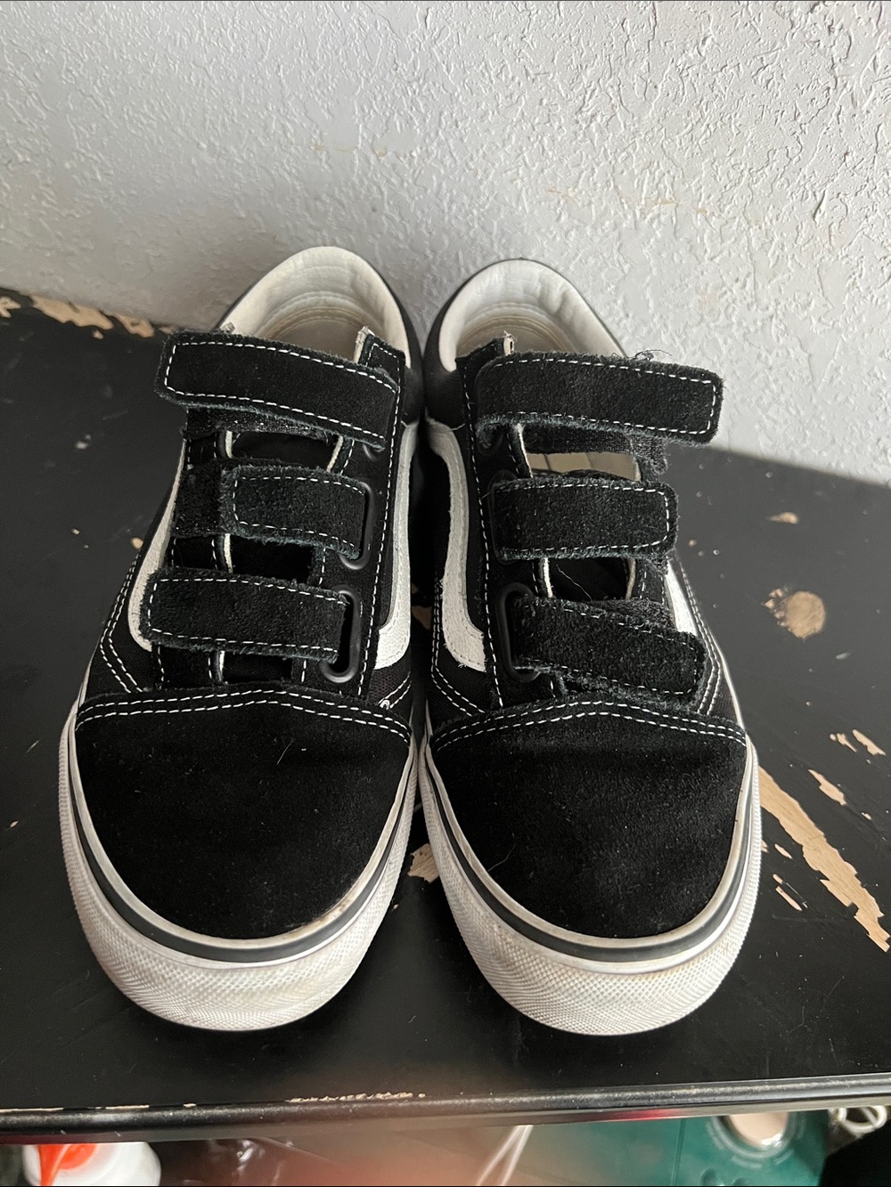 Vans Black and White Velcro Old Skool Sneakers